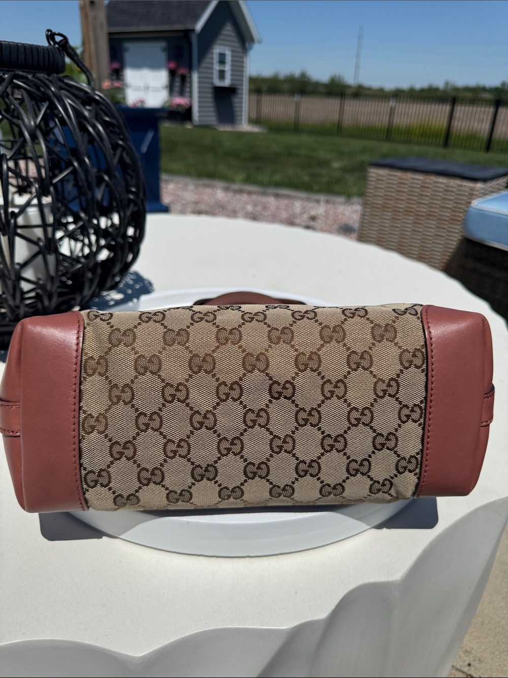 Gucci Beige GG Canvas Tote with Leather Trim and Detachable Pouch - Picture 3 of 5